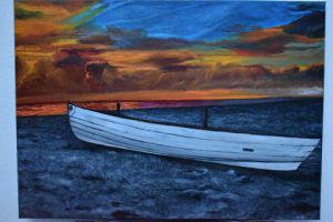 Voir le détail de cette oeuvre: peinture coucher de soleil à l'huile sur toile 